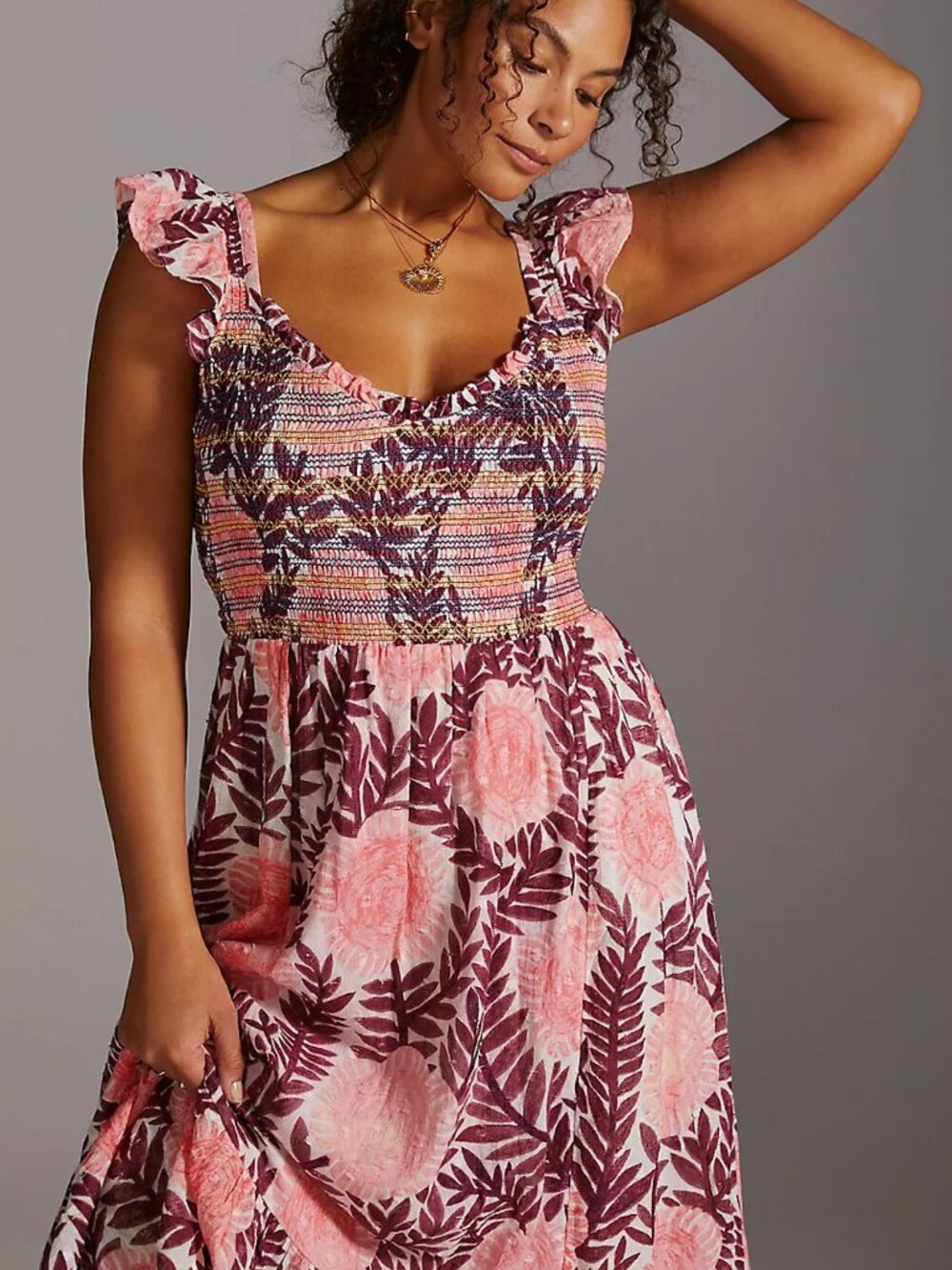 Anthropologie Pink Floral Maxi Dress by Cecilia Pettersson, 1x